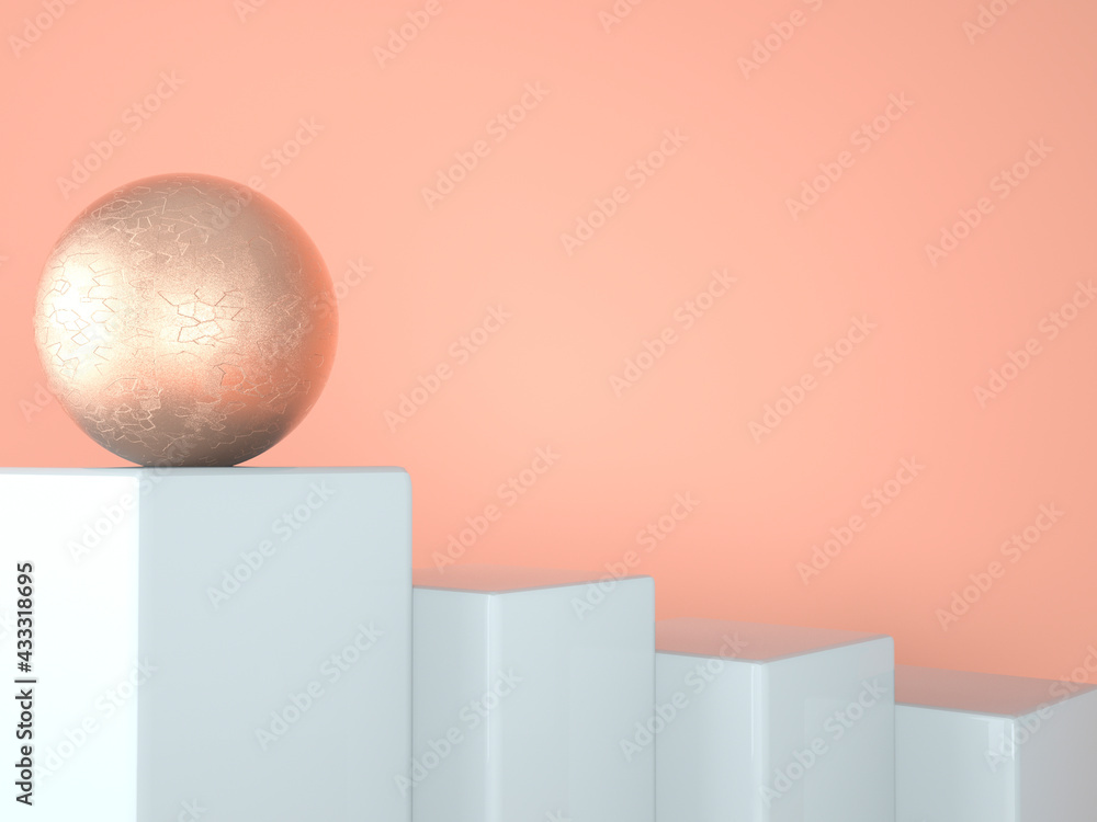 Poster 3d rendering studio with geometric shapes, podium on the floor. platforms for product presentation, 