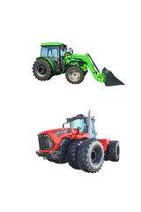 Obraz premium Front loaders for use in various areas of modern production. Isolated on white