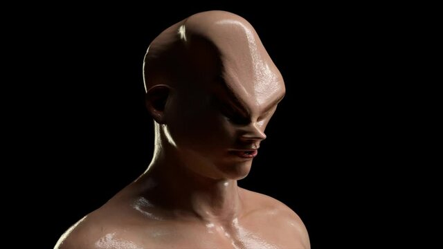 Funny 3D animation of a wrinkling soft face. The human face is crumpled. Rest and relaxation concept. 3d render of seamless loop