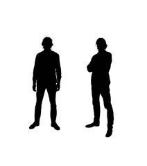 Silhouette of Slim Young Man Isolated