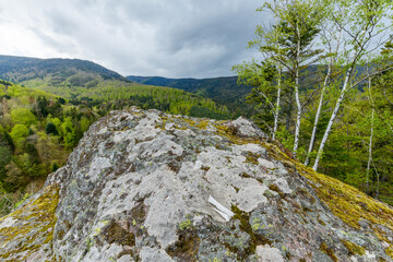 Mountain landscape in spring in the Vosges.