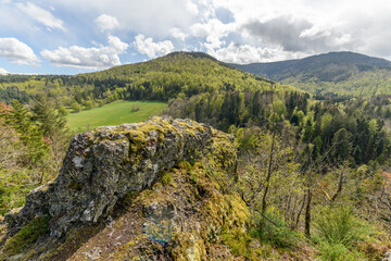 Naklejka premium Mountain landscape in spring in the Vosges.