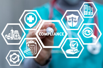 Medical concept of compliance. Pharmacy law compliance.