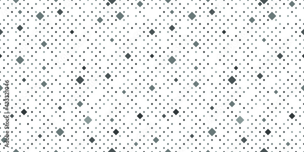 Poster abstract seamless pattern with small squares and pixels. black dots on white background.