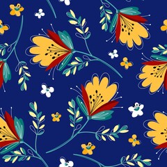 Floral seamless pattern with colorful flowers. Seamless vector pattern.