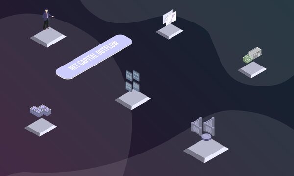 Net Capital Outflow Concept On Abstract Design