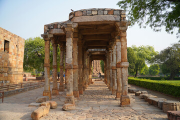 The Qutb Minar, also spelled as Qutub Minar and Qutab Minar, is a minaret and "victory tower" that forms part of the Qutb complex, a UNESCO World Heritage Site in the Mehrauli area of New Delhi,