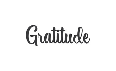 Gratitude word lettering design. Hand drawn lettering style. Thankful and motivational message.