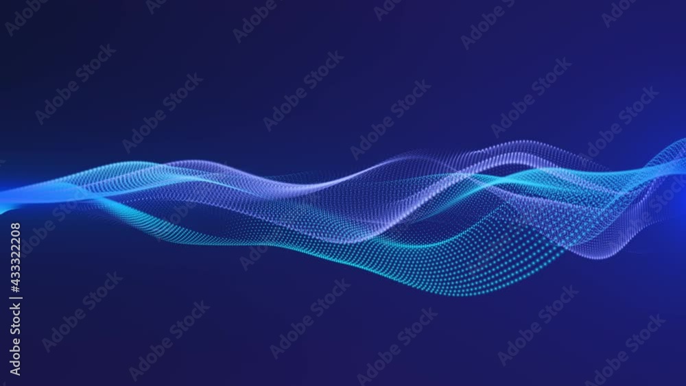 Aufkleber beautiful abstract wave technology digital network background with blue digital dots