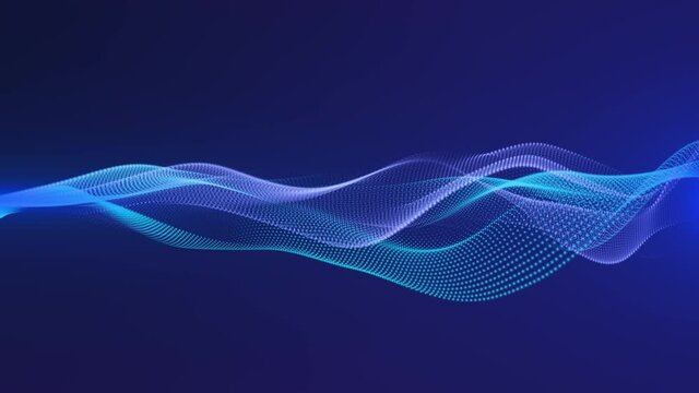 beautiful abstract wave technology digital network background with blue digital dots