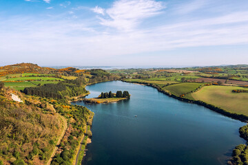 Fototapeta premium aerial view of Spring morning lough money, Downpatrick , Northern Ireland