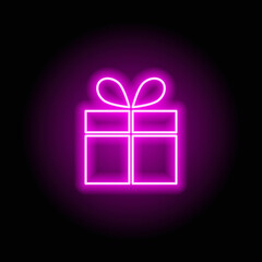 Gift box icon neon glow pink bright symbol shopping vector illustration.
