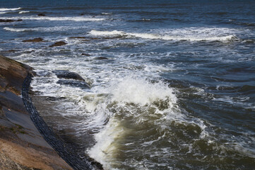 Waves in the sea seen from Tynemouth Beach