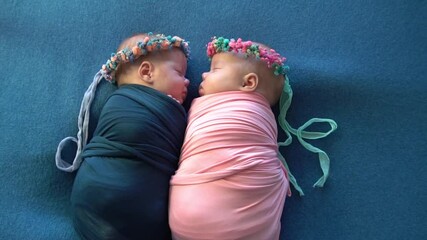 Slow Motion Baby fraternal twin sisters 