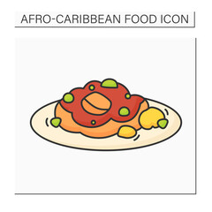 Oxtail color icon. Slow-cooked meat as stew, braised. Traditional dish. Afro-Caribbean food.Local food concept. Isolated vector illustration