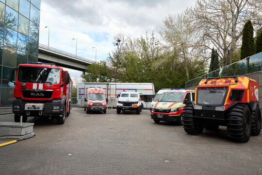 05.12.2021 Ukraine. Kiev. Exhibition of the country's safety. Rescue vehicles. High quality photo