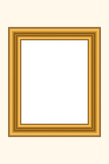 Squared golden vintage wooden frame for your design. Vintage cover. Place for text. Vintage antique gold beautiful rectangular frames for paintings or photographs. Template vector illustration