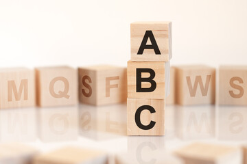 word abc from wooden blocks with letters, concept