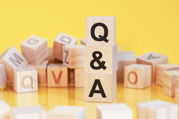 acronym q and a from wooden blocks with letters, concept