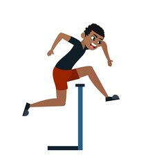 Isolated male athlete character practicing athletic