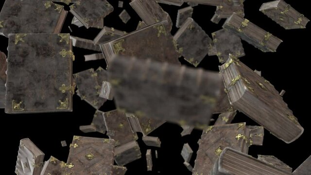 Many books in space, computer generated abstract background, 3D rendering