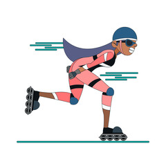 Fototapeta premium Isolated girl character practicing skate