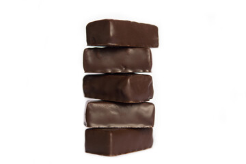 
Five chocolate candy isolated on white background