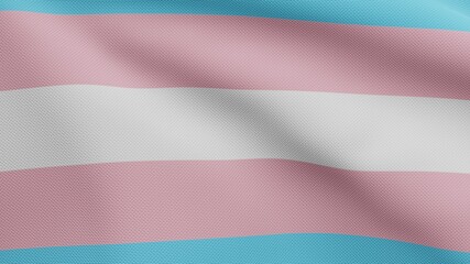 3D Transsexuality flag waving on wind. Close up of Transsexual banner blowing.