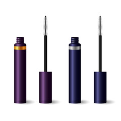 Set of realistic mascara with a brush. Vector illustration