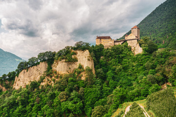 Fototapeta na wymiar Tirol Castle as seen from Dorf Tirol in South Tyrol.
