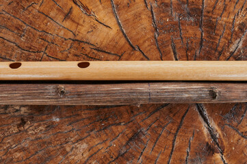 wind musical instrument wooden flute isolated. © Евгений Вершинин