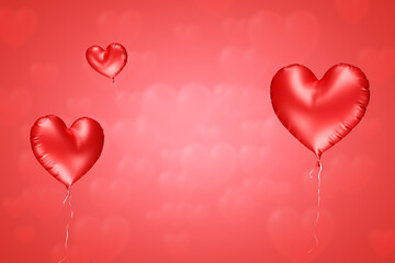 Fototapeta na wymiar Realistic red balloons in heart shape