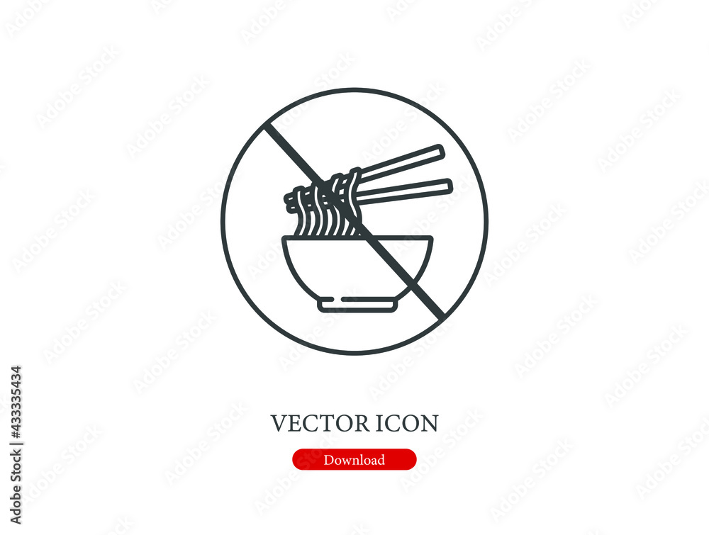 Poster no salad vector icon. editable stroke. symbol in line art style for design, presentation, website or