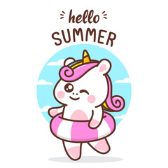 cute unicorn in summer party