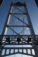 estrutura da  ponte suspensa e  Torre e o sistema de barras de olhal da Ponte Hercílio Luz, ponte pênsil localizada em Florianópolis, Santa Catarina, Brasil, florianopolis
