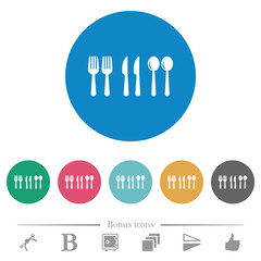 Flatware flat round icons