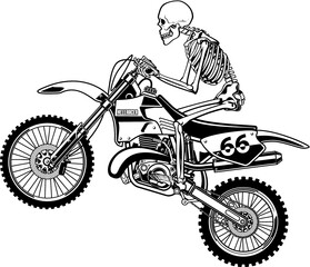 Fototapeta na wymiar human skeleton driving motorcycle