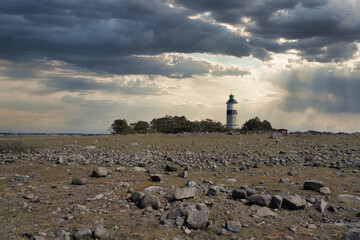 The lighthouse Morups Tånge is built 1843 and situated in a nature reserve on the Swedish West...