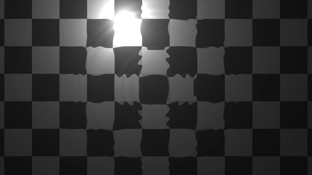 Water Ripple Over Greyscale Checked Plane With Moving Sun Sunshine