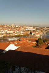 View on old porto loges of Vila Nova de Gaia in Portugal at sunrise
