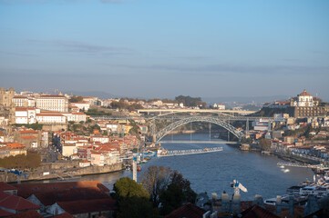 Panoramic view on old part of Porto city in Portugal