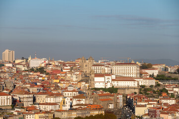 Fototapeta na wymiar Panoramic view on old part of Porto city in Portugal