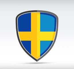 Shield icon with state flag of Sweden