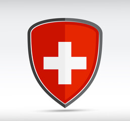 Shield icon with state flag of Switzerland