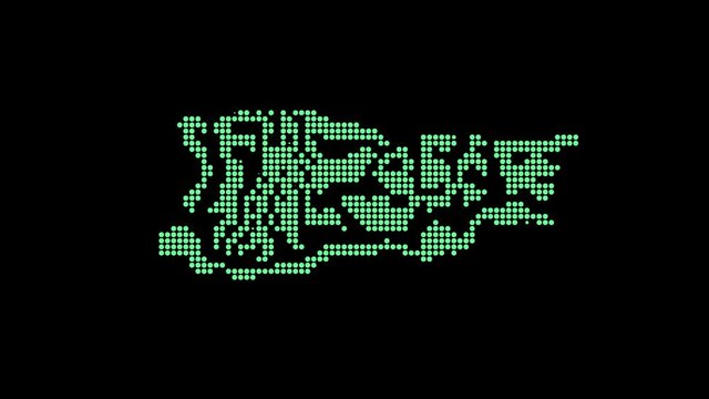 Tennessee. Animated appearance of the inscription on line. Isolated Letters from pixels. Transparent Alpha channel. US state Tennessee for title, social media, bloggers, advertising, TV. UHD 4K video.