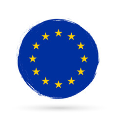 Flag of Europe. European flag, banner with grunge brush. European Union.