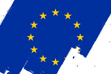 Flag of Europe. European flag, banner with grunge brush. European Union.