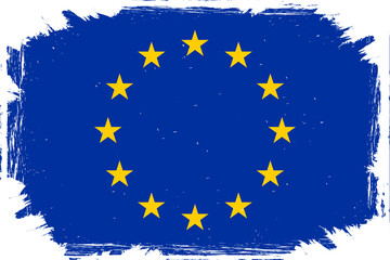 Flag of Europe. European flag, banner with grunge brush. European Union.