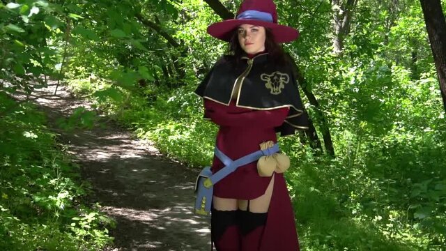 Girl wearing a fantasy witch costume