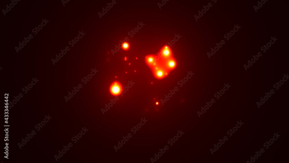 Poster moving blobs of warm red fireballs globules pulsing mass